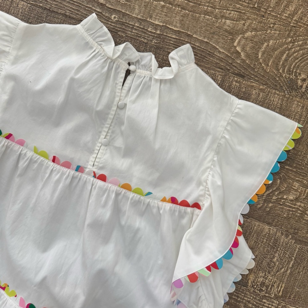 CROSBY by Mollie Burch White High Neck Blakely Blouse medium - Picture 10 of 11